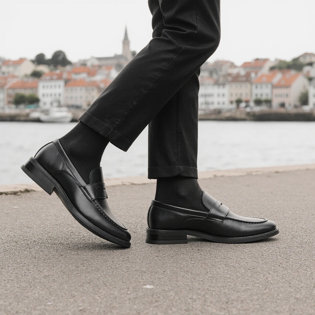 Summer Clothing Office - Herren Schwarze Penny Loafer Klassische Business-Schuhe