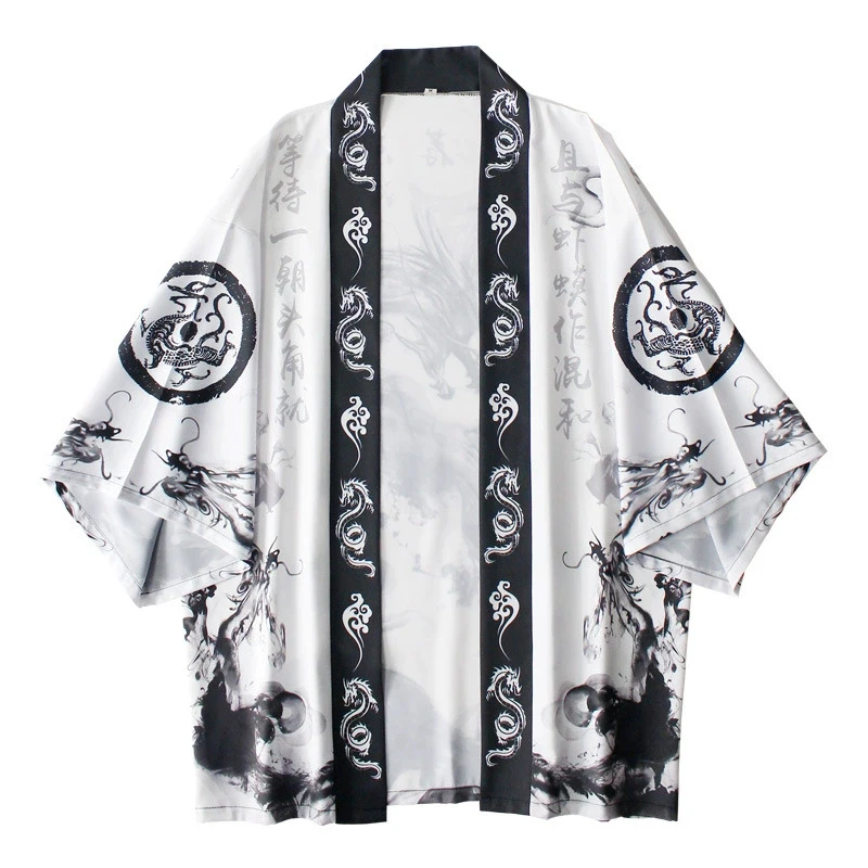 Summer Clothing Japan - Japanische traditionelle Kleidung, japanischer Kimono, Damen-Tinten-Drachen-Druck,