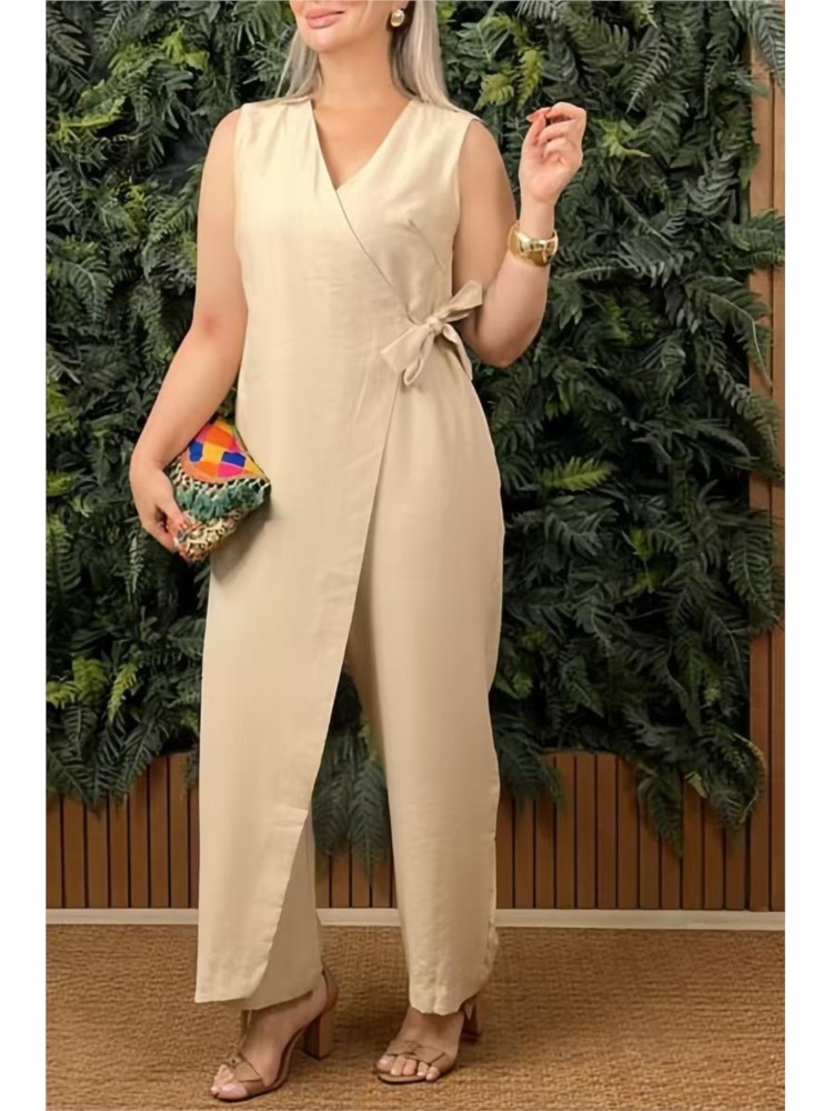 Summer Clothing Holiday - Weibliche Casual Overall V-ausschnitt Ärmellose Spitze-up
