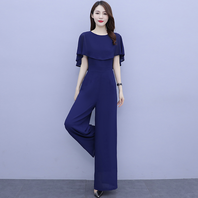 Palazzo Pant Wide - Frauen Sommer Drapierte Playsuits Breite Bein