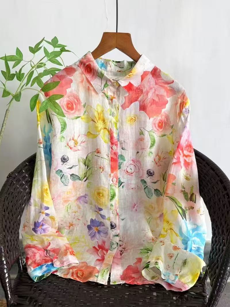 Japan Summer Clothing Women - 2026 Vintage-Kleidung 100% Ramie-Leinenhemden und -Blusen