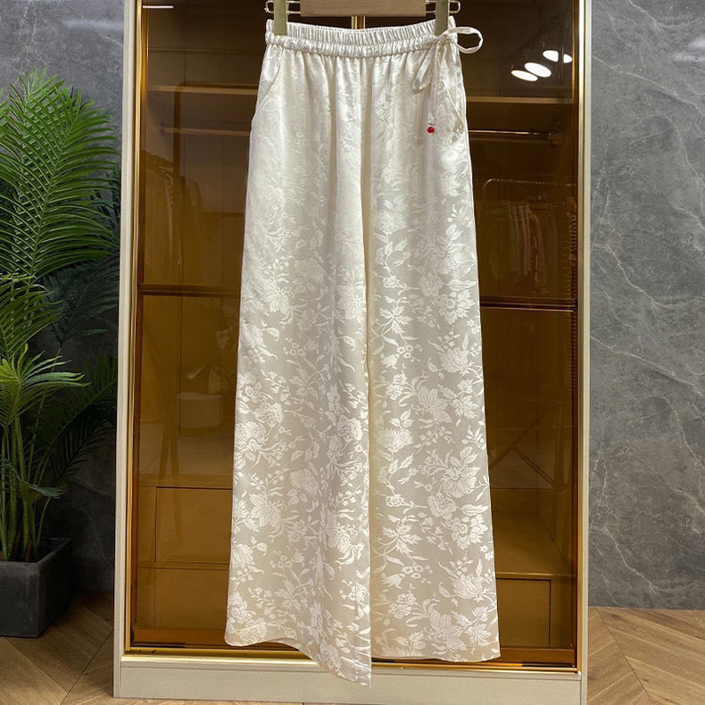 Palazzo Pant Wide - Elegante Palazzo-Hose aus Jacquard-Satin im chinesischen
