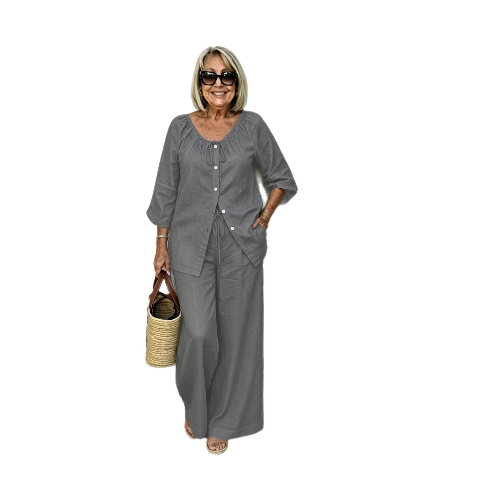 2-teiliges Set für Damen, Lein – Crop Blouse Linen Bewertung und Preis