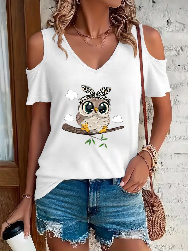 Trendiges Cartoon-Eulen-Print  – Summer Clothing Drop Bewertung und Preis