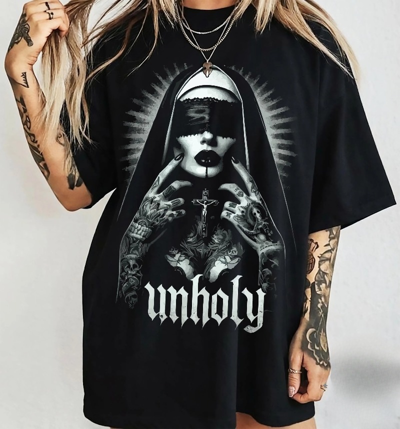 Unholy Nun T-Shirt: Gothic Sat – Summer Goth Clothing Bewertung und Preis
