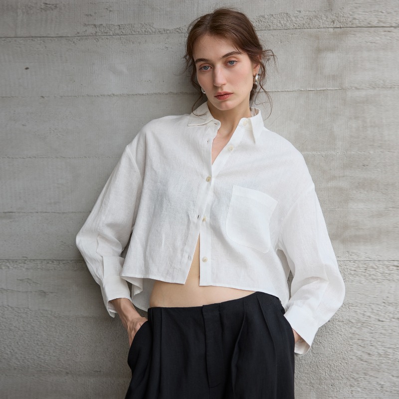 Weiße Hemden für Damen, 100 %  – Crop Blouse Linen Bewertung und Preis
