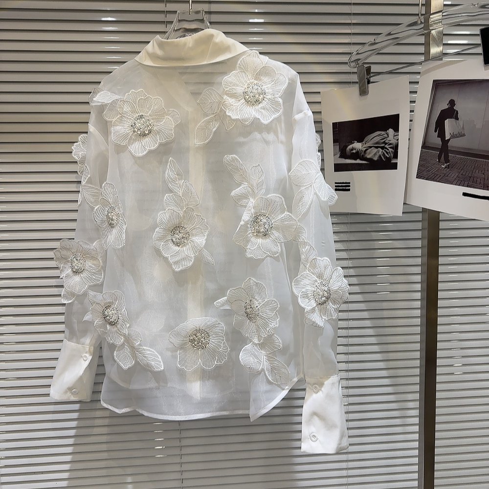 Frühling Pailletten 3D Blumen  – Crop Blouse Linen Bewertung und Preis