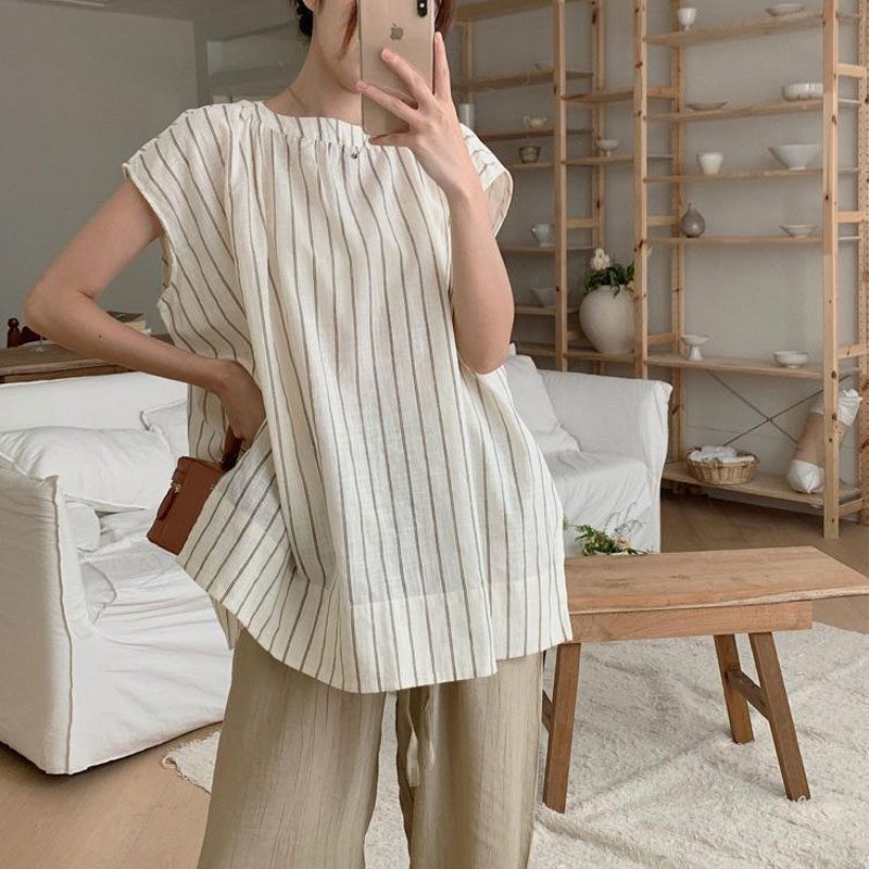 Lässige gestreifte Bluse für D – Summer Clothing Drop Bewertung und Preis